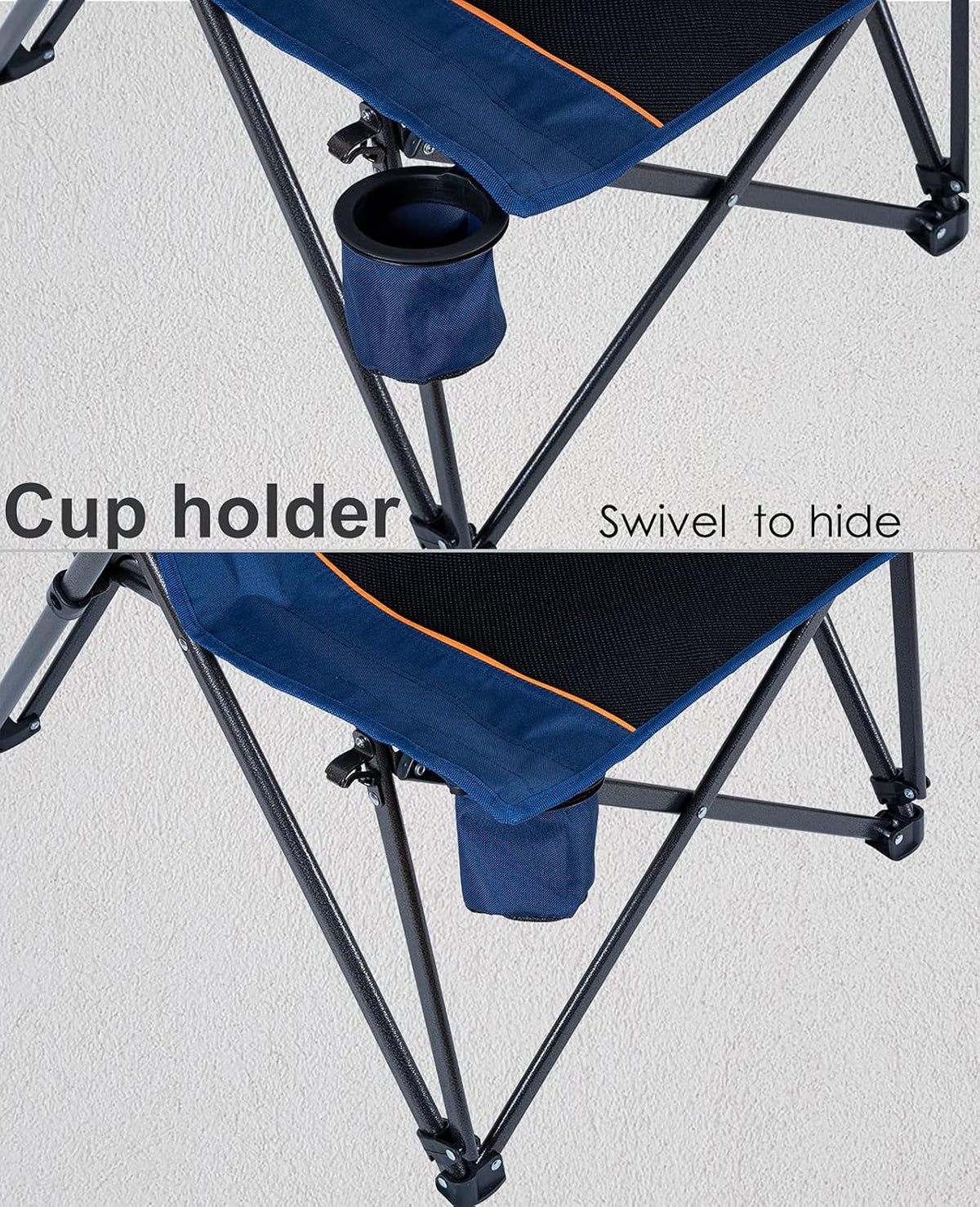 Heavy Duty Folding Mesh Camping Chair with Cup Holder and Carry Bag H55486