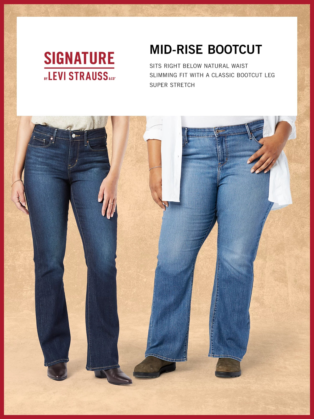 Women's Mid Rise Bootcut Jeans U1795