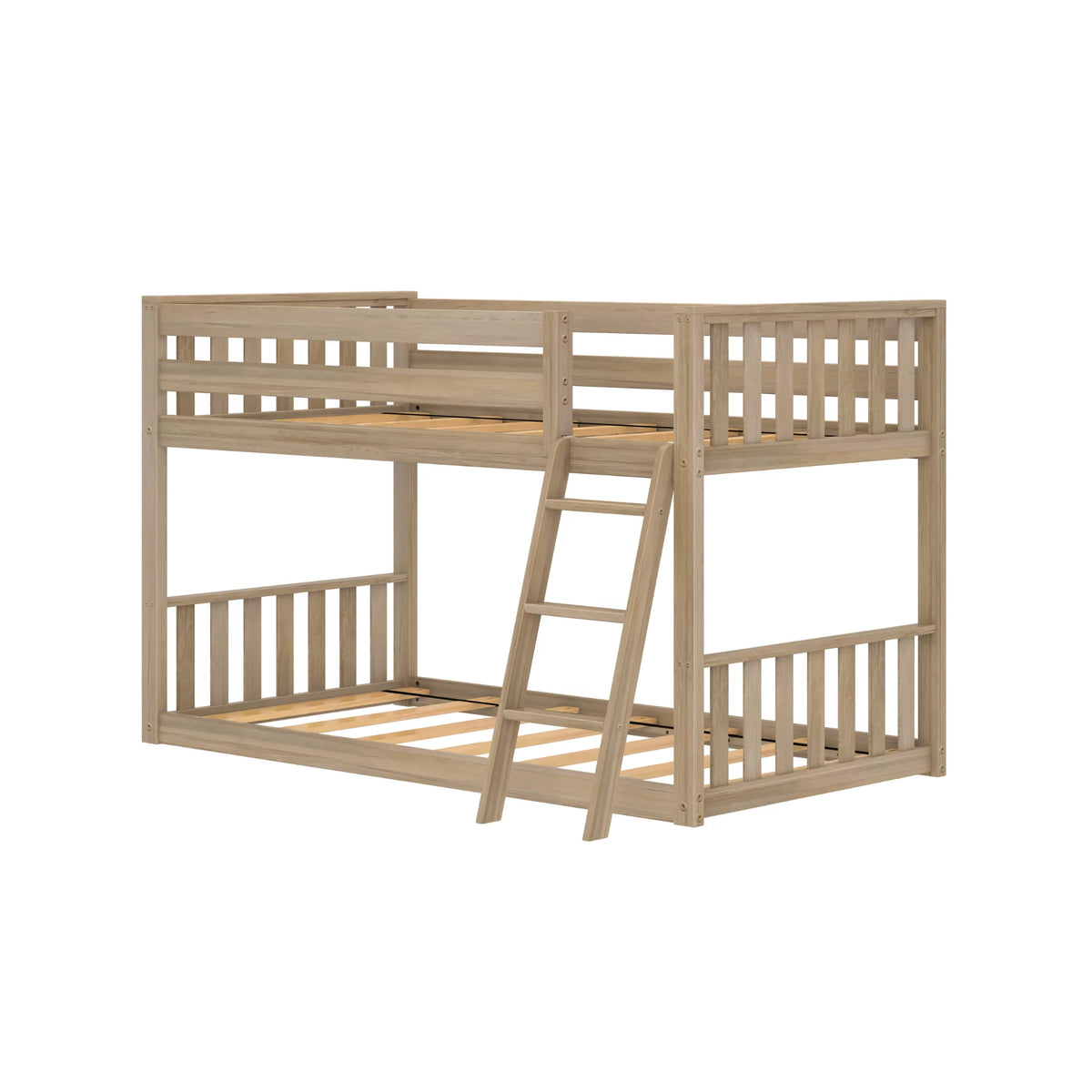 Twin over Twin Wood Bunk Bed with Ladder, Blonde W9126