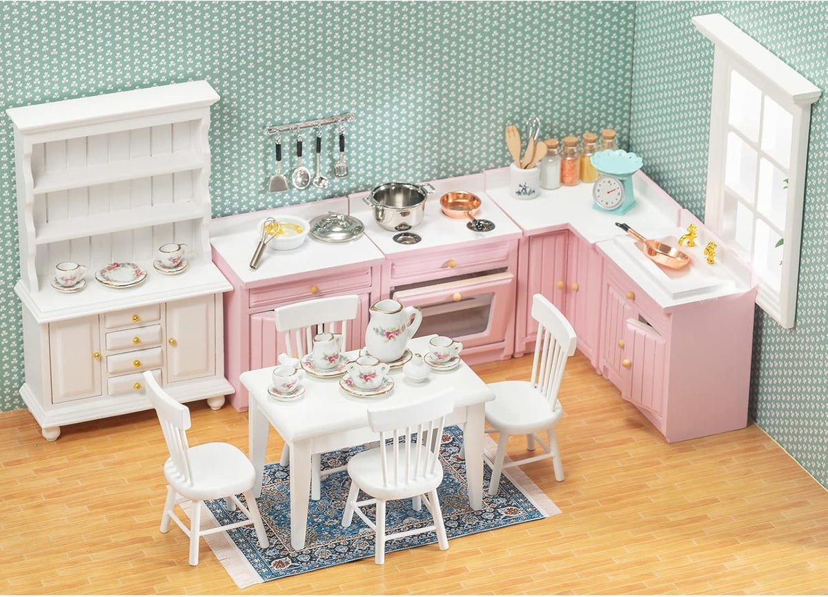1:12 Dollhouse Kitchen Room Set 17 Pieces White G21835