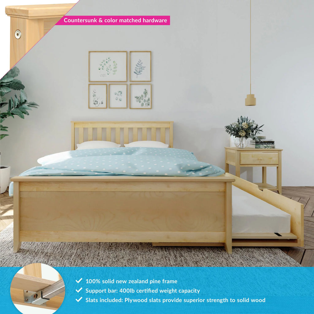 Solid Wood Full Size Platform Bed with Trundle and Storage I168521