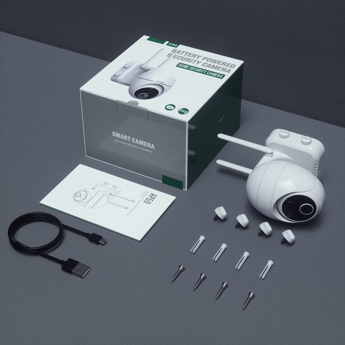 Wireless Outdoor Security Camera, 360° PTZ 1080P Night Vision B597