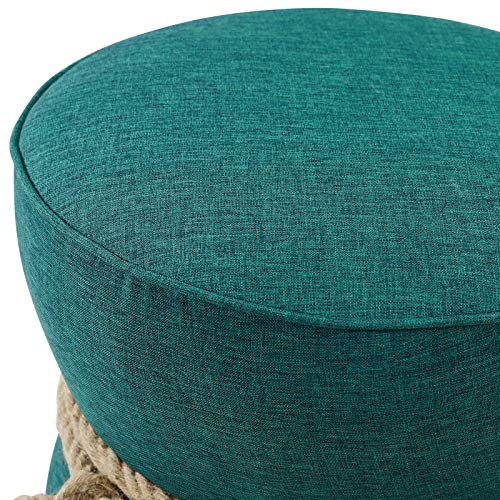 Atomic Red Upholstered Fabric Round Ottoman F1693