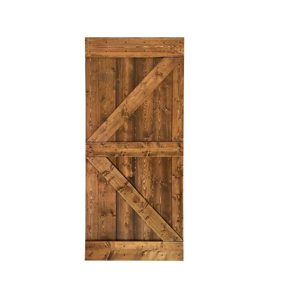 30 in. x 84 in. Red Walnut Stained Solid Pine Wood Interior Sliding Barn Door Slab Z2125