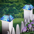 Mosaic Solar Post Cap Lights Outdoor Crackled Glass Weatherproof LED Cyan Blue W662024