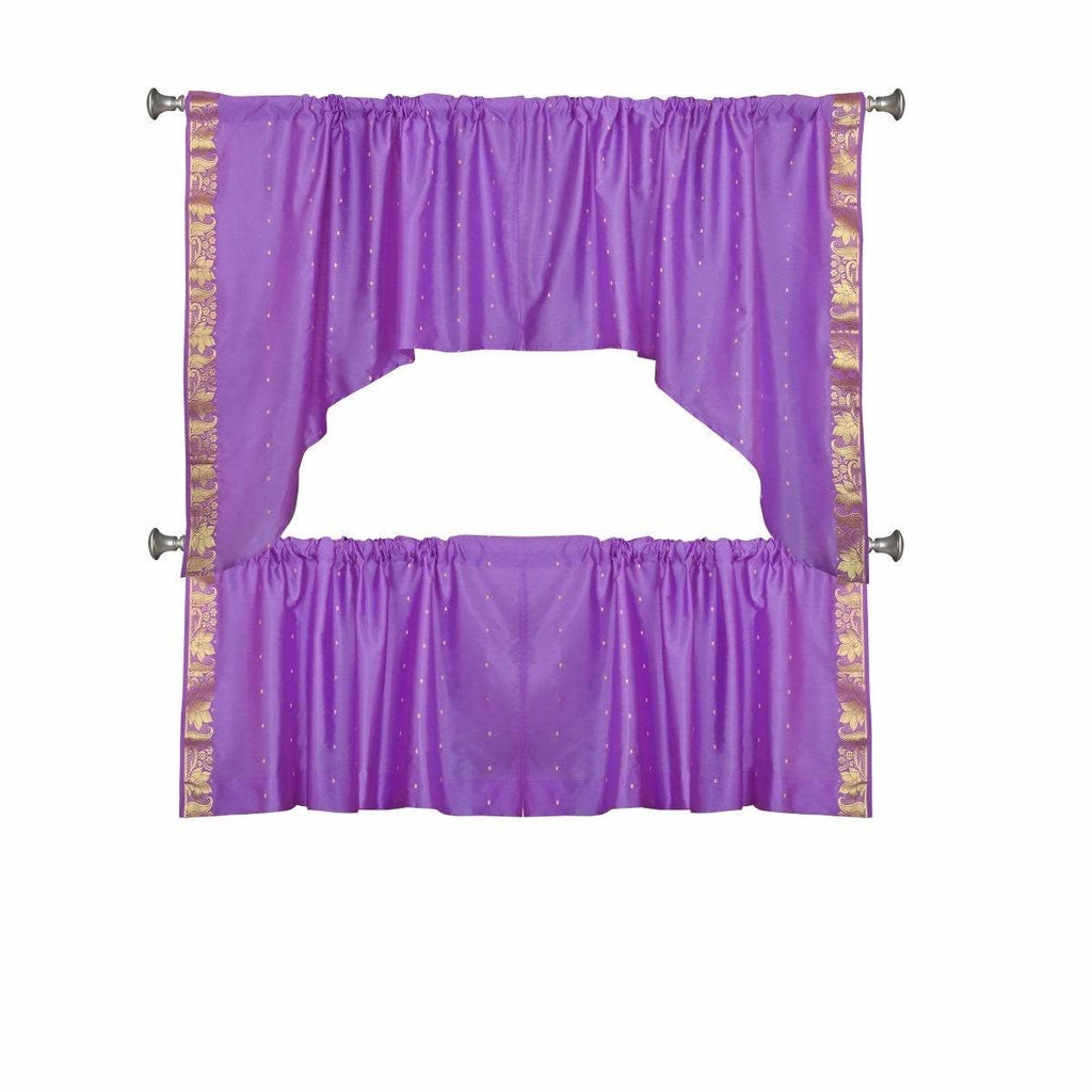 Lavender Semi Sheer Cafe Tier and Valance 43 x 37 Inches Q889064