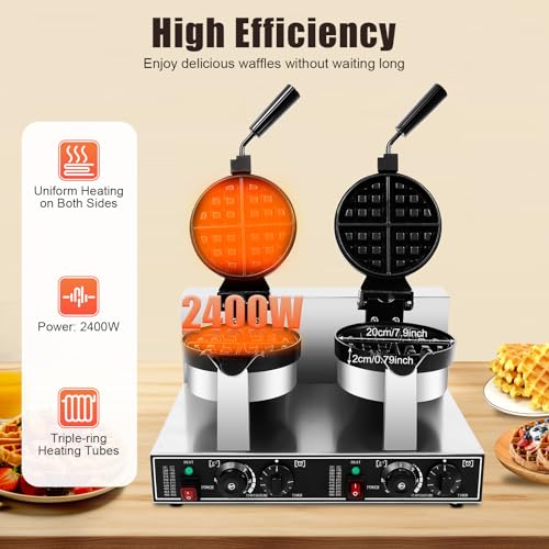 2400W Double-Head Non-Stick Belgian Waffle Maker G34603