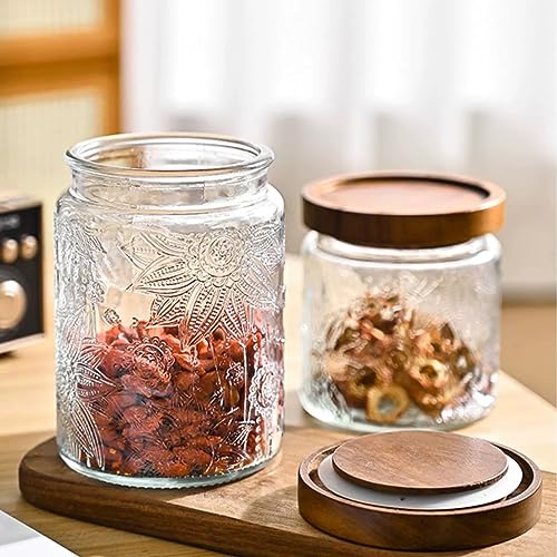 24 OZ Glass Storage Jar with Airtight Bamboo Wooden Lids M345