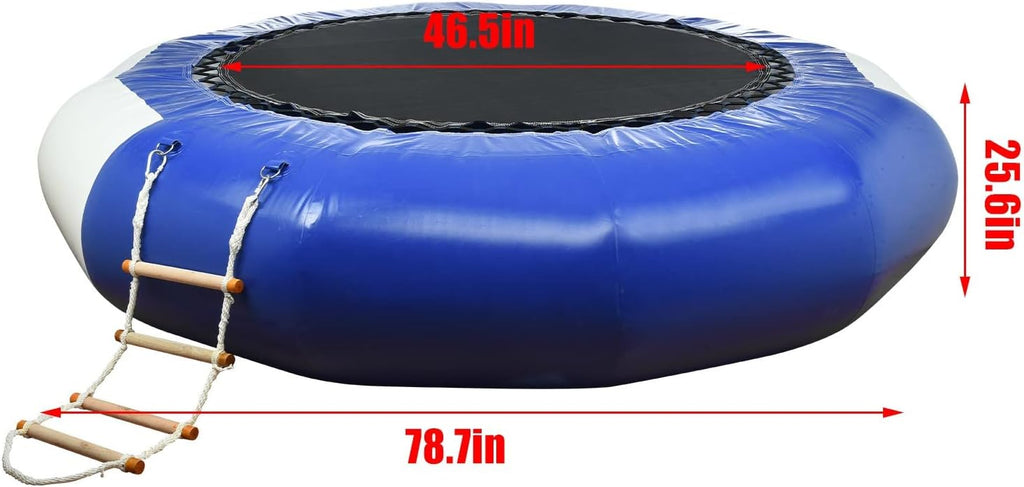 Inflatable Round Water Trampoline with Electric Inflator and 4-Step Ladder Y946523