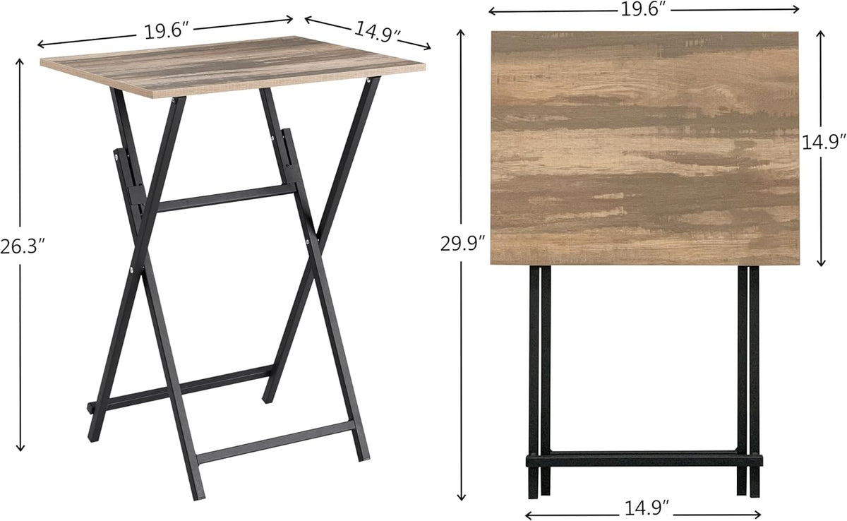 Rustic Brown Black TV Tray Table 2-Piece Portable Tables K894908