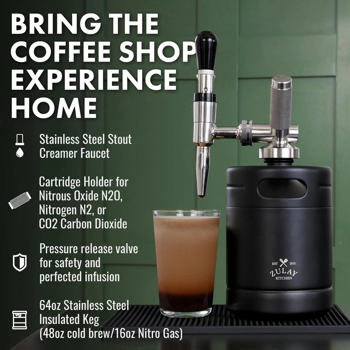 1 Gallon Cold Brew Coffee Maker with Thick Glass, Stainless Steel Mesh Filter and Spigot V375127