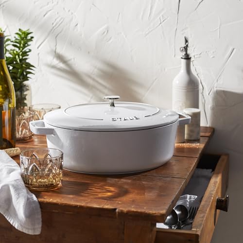 White Cast Iron Shallow Oval Dutch Oven G4637