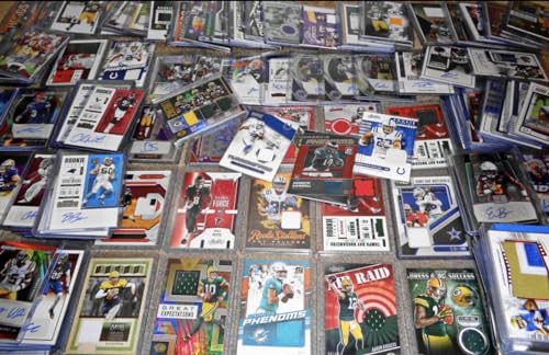 25 Cards Football Sports Card Mystery Pack with 4 Rookie Cards and 1 Autograph or Relic Card J985