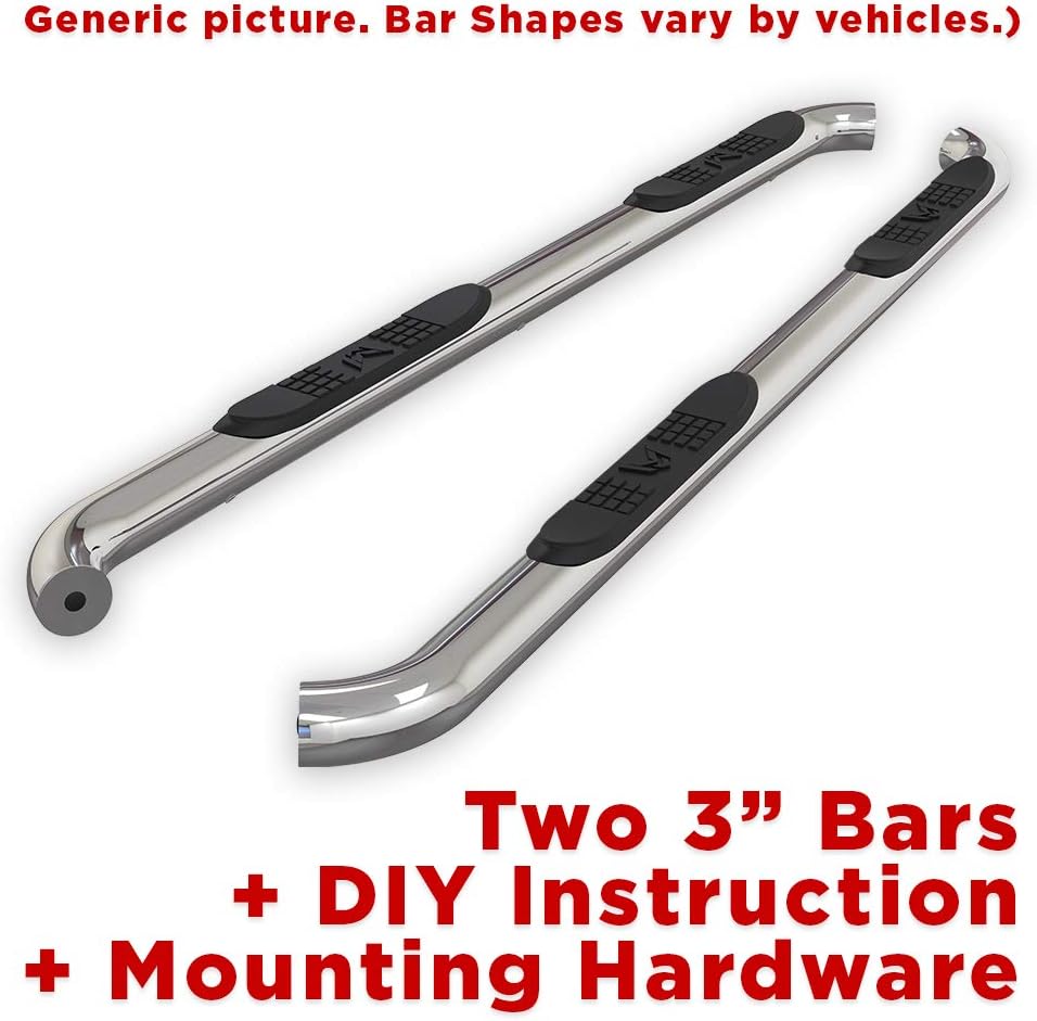 Stainless Steel 3 Side Step Rails Nerf Bars Running Boards (2pcs) N6147