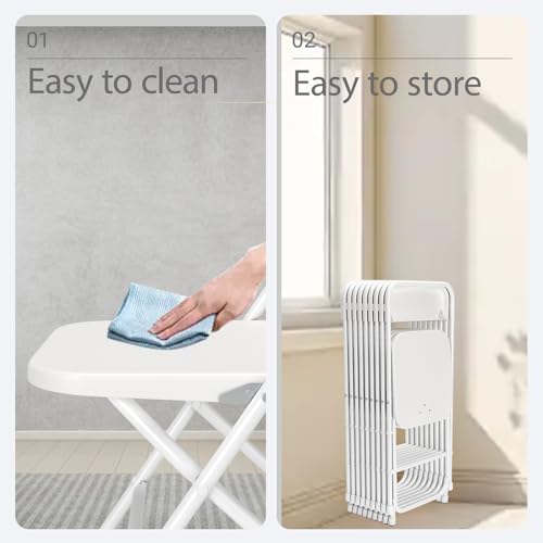 White Plastic Folding Chair with Steel Frame P11489
