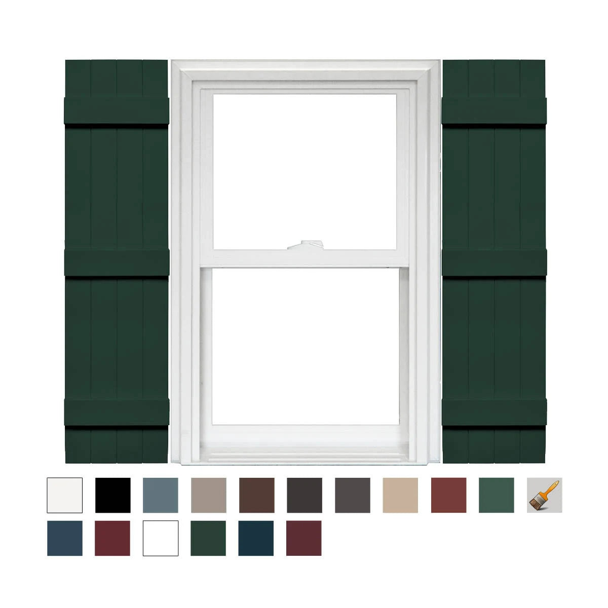 4 Board and Batten Vinyl Shutters 1 Pair 14 x 75 Midnight Green F1141