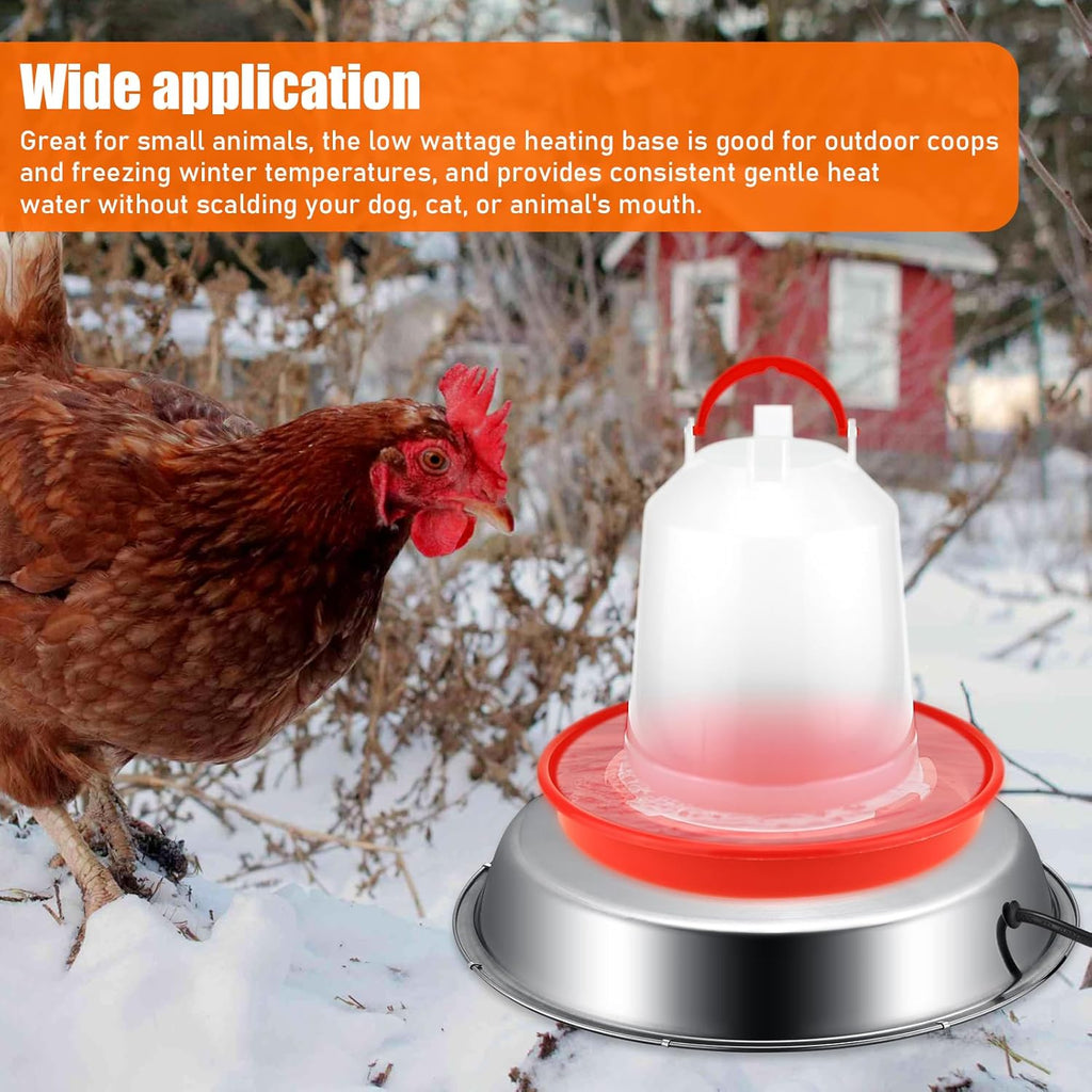 12 Inch 5 Gallons Poultry Drinker Heater Base with Thermostat and Power Cord M275462
