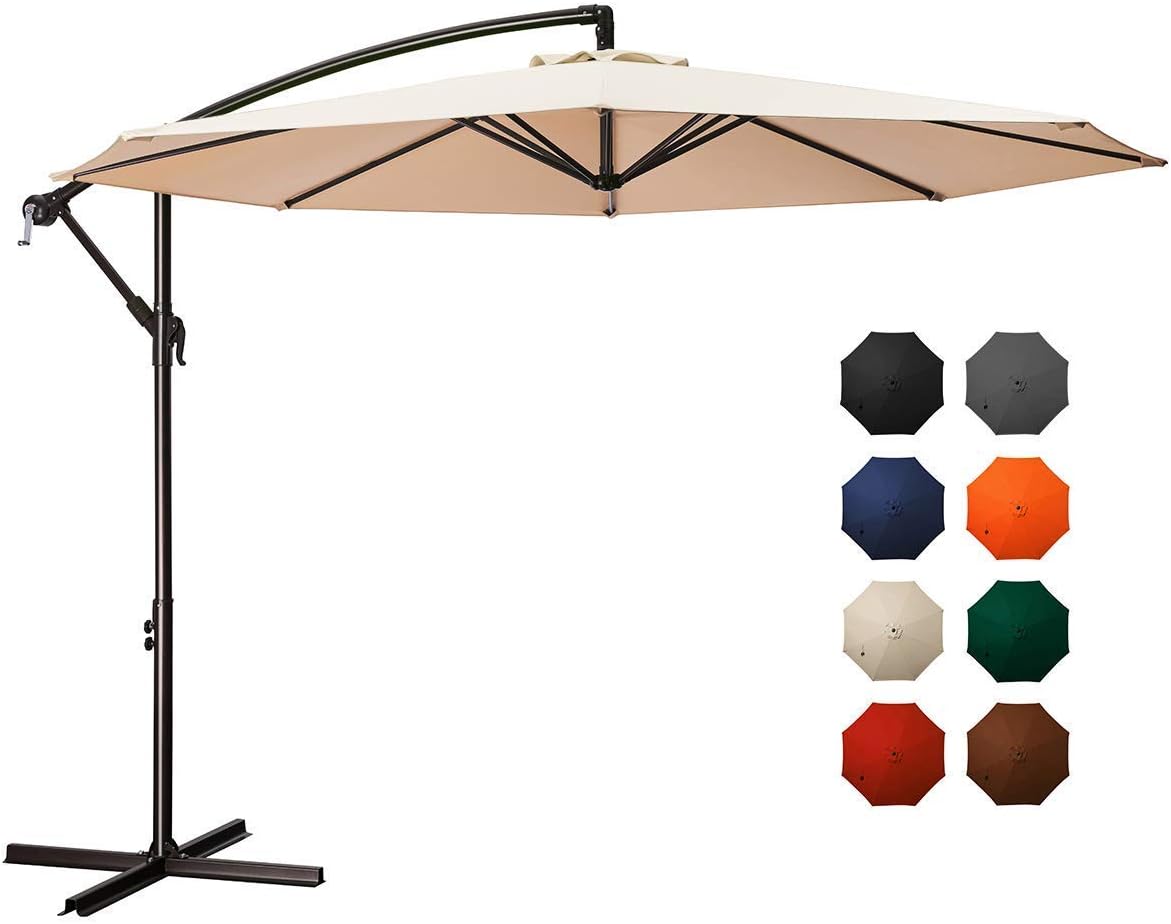10ft Offset Cantilever Patio Umbrella with Cross Base E69102