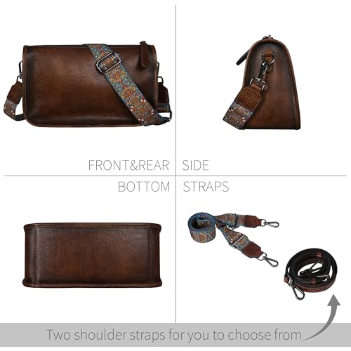Leather Crossbody Hobo Shoulder Bag with Two Straps B18086