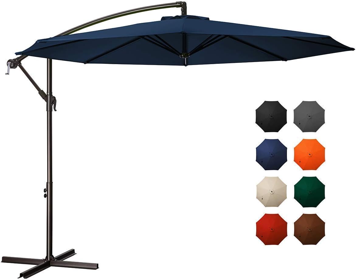 10ft Offset Cantilever Patio Umbrella with Cross Base E69102