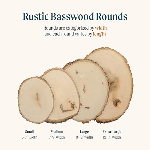 Extra Large 12-14" Wide Live Edge Wood Round (Pack of 6) J8026