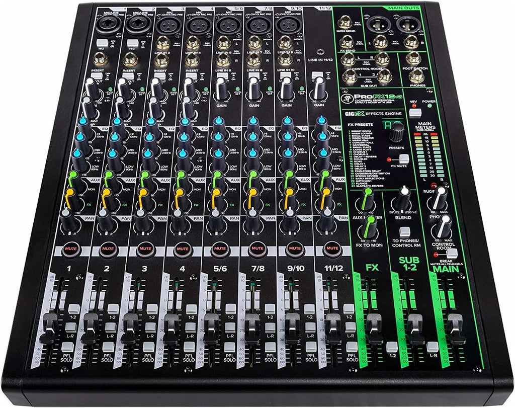 12-Channel Mixer with Headphone Amp, 4 XLR Cables, and 2 Breakout Cables Bundle C469191