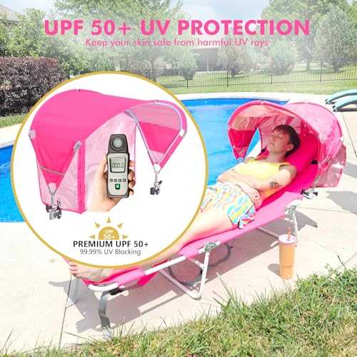 2 Pack Folding Lounge Chair with Face Hole UPF 50+ Sun Shade C5603