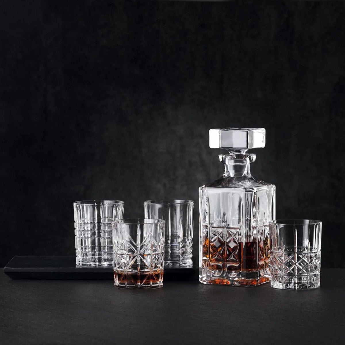 5-Piece Clear Decanter and Whiskey Glass Set E8209