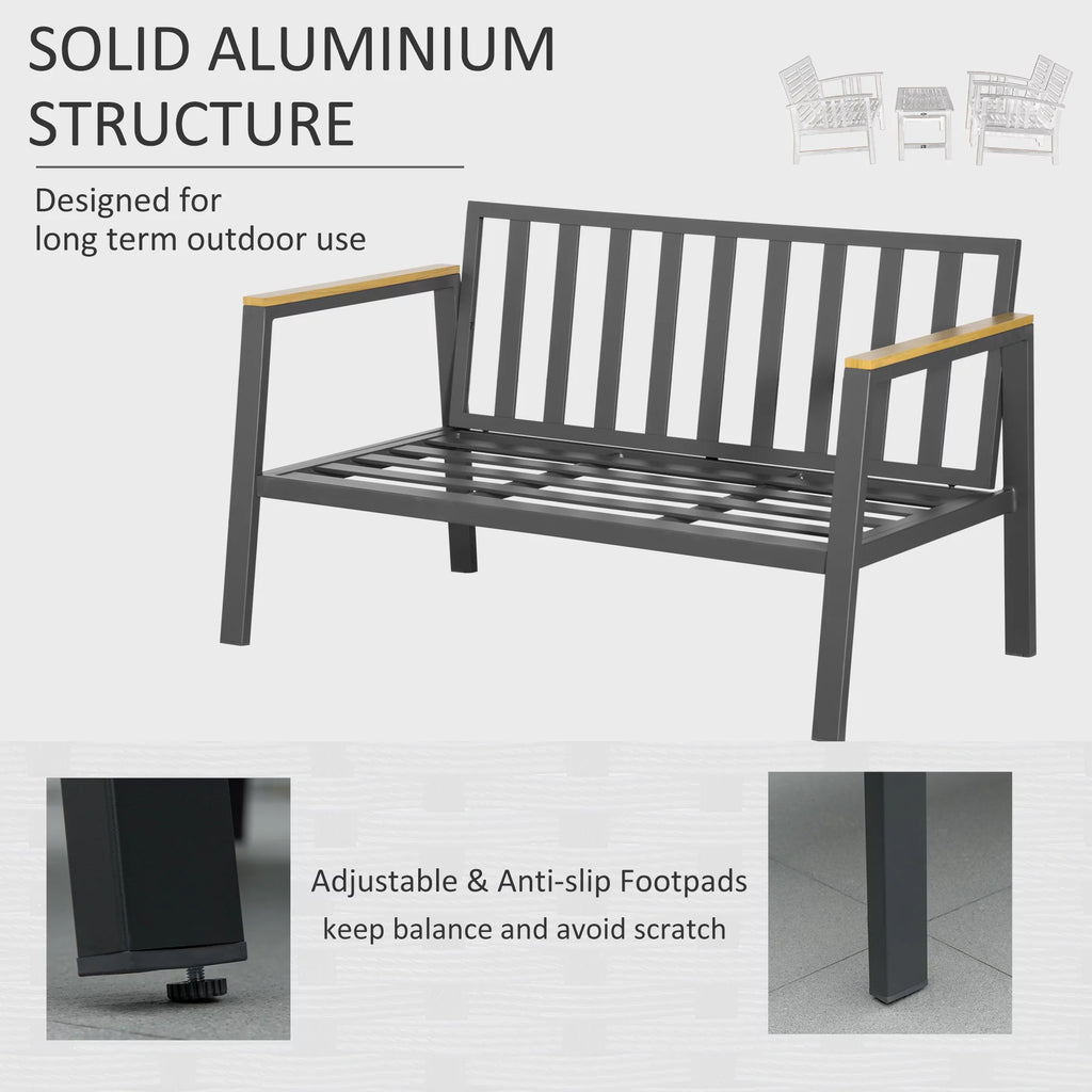 4 Piece Patio Furniture Set with 2 Armchairs, Loveseat Sofa, Center Coffee Table, Cushions, Dark Gray V591