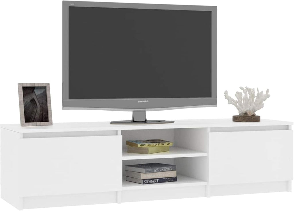 White TV Cabinet with 2 Drawers and 2 Open Compartments Z364202