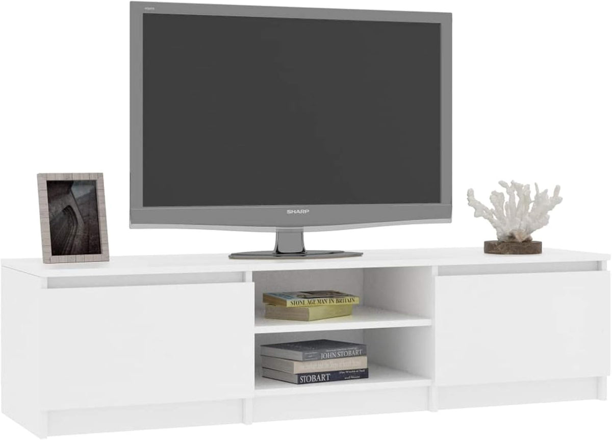 White TV Cabinet with 2 Drawers and 2 Open Compartments Z364202