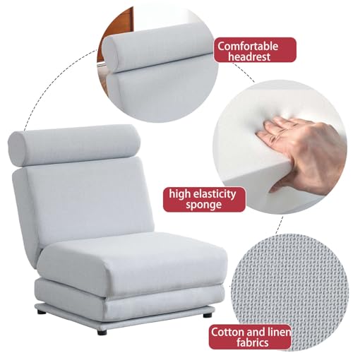 Light Grey-Blue Memory Foam Folding Sofa Bed Q73141