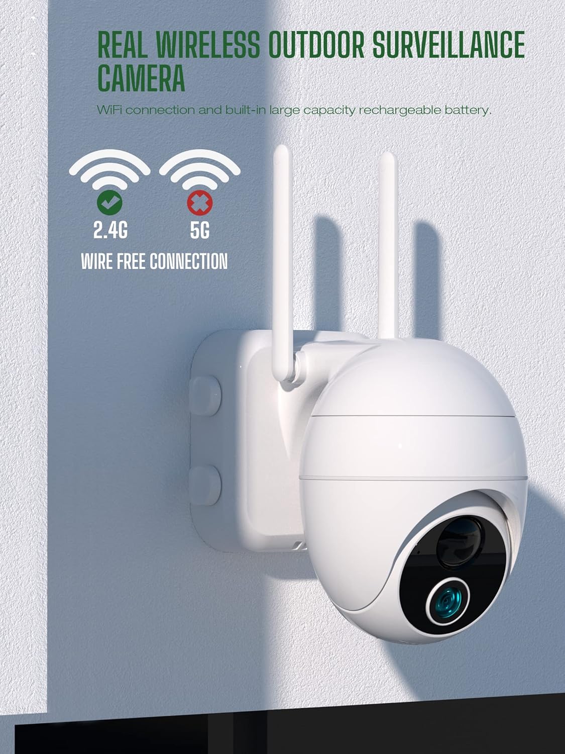 Wireless Outdoor Security Camera, 360° PTZ 1080P Night Vision B597