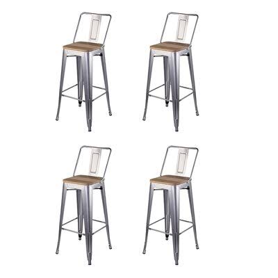 30x22 Bar Stool Silver Light Wood L195415