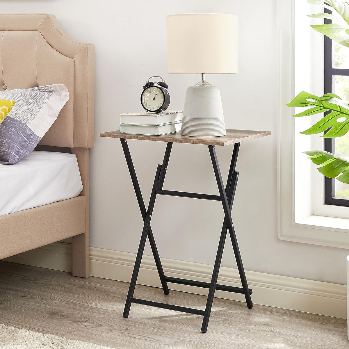 Rustic Brown Black TV Tray Table 2-Piece Portable Tables K894908