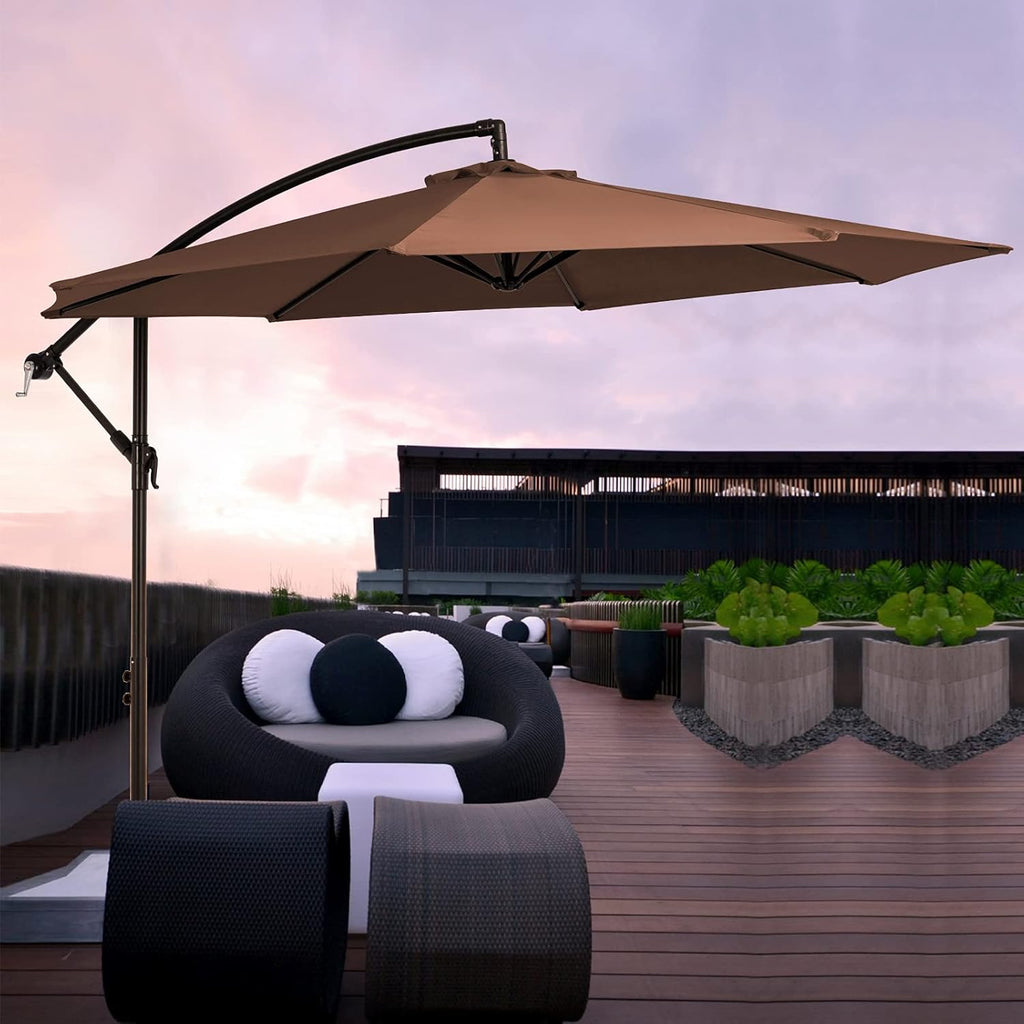 10ft Offset Cantilever Patio Umbrella with Cross Base E69102
