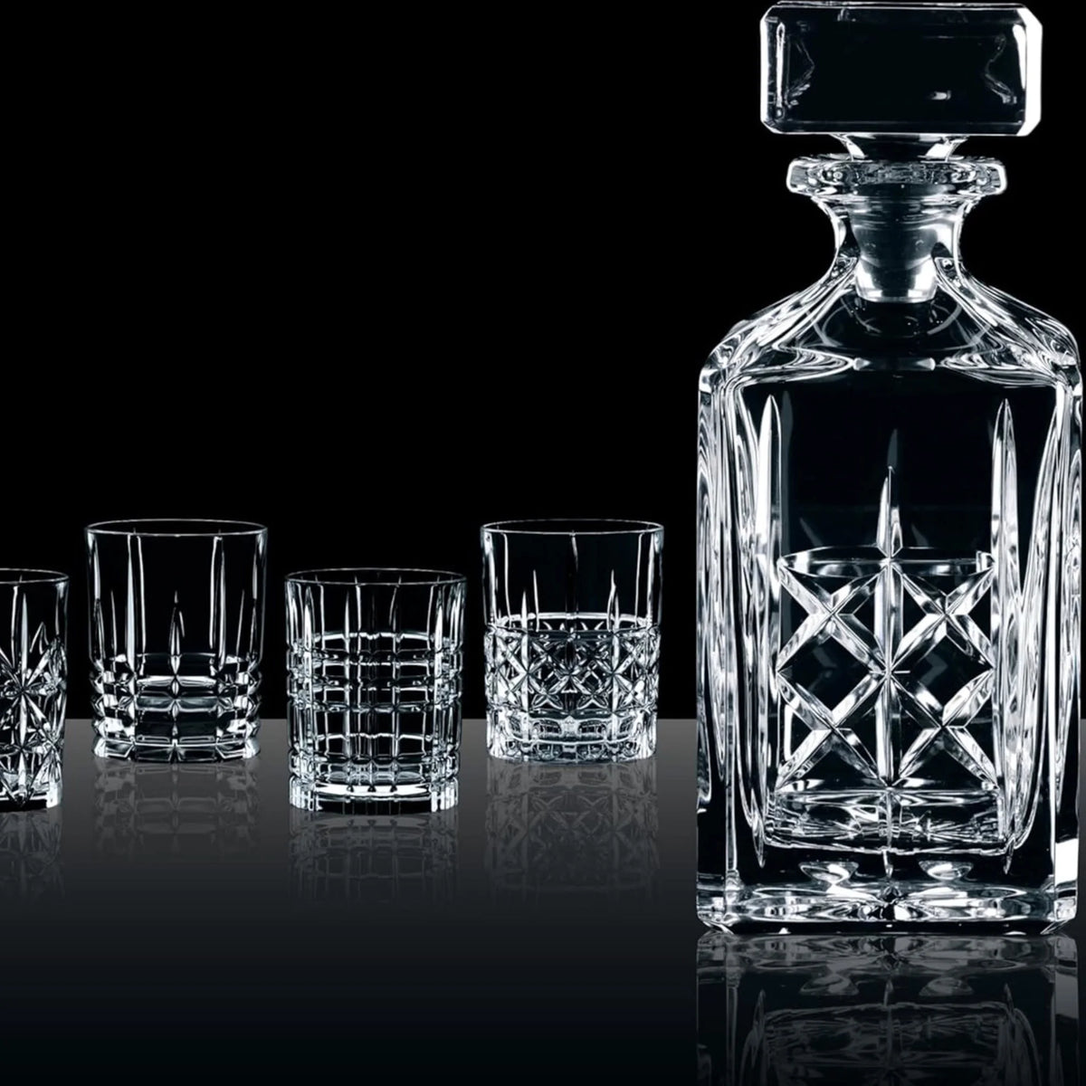 5-Piece Clear Decanter and Whiskey Glass Set E8209