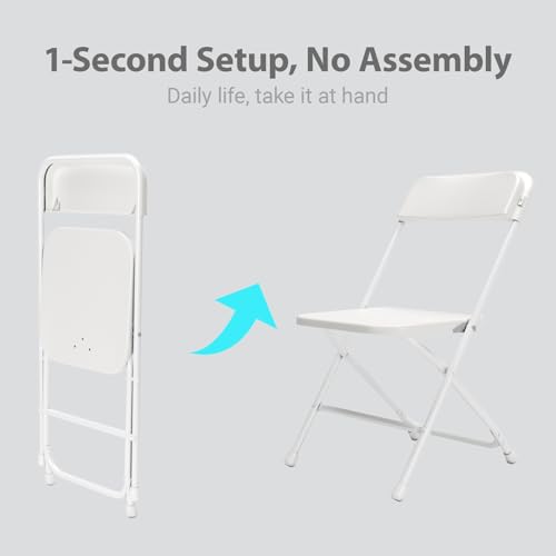 White Plastic Folding Chair with Steel Frame P11489