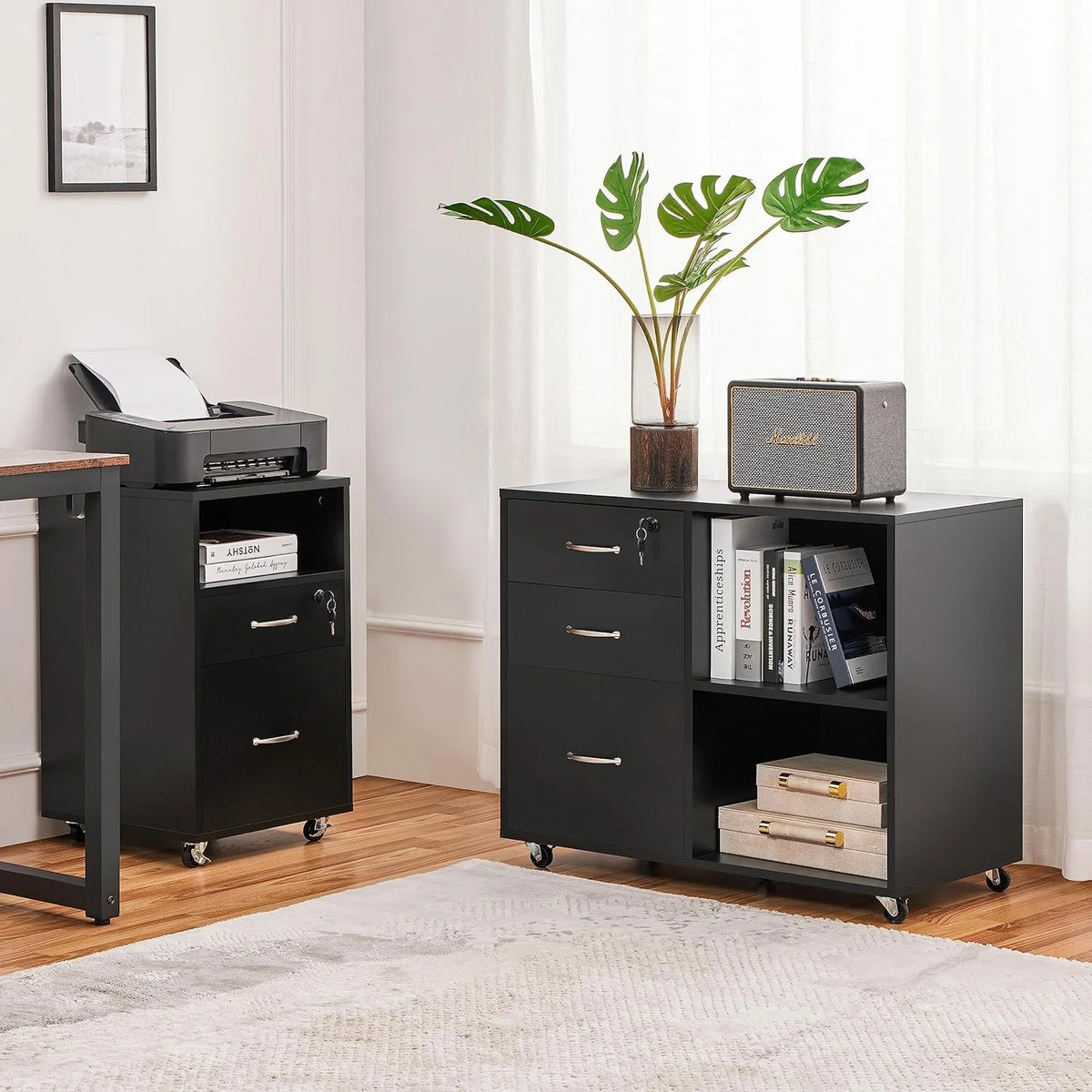 Black 3 Drawer Lateral Filing Cabinet Z7198