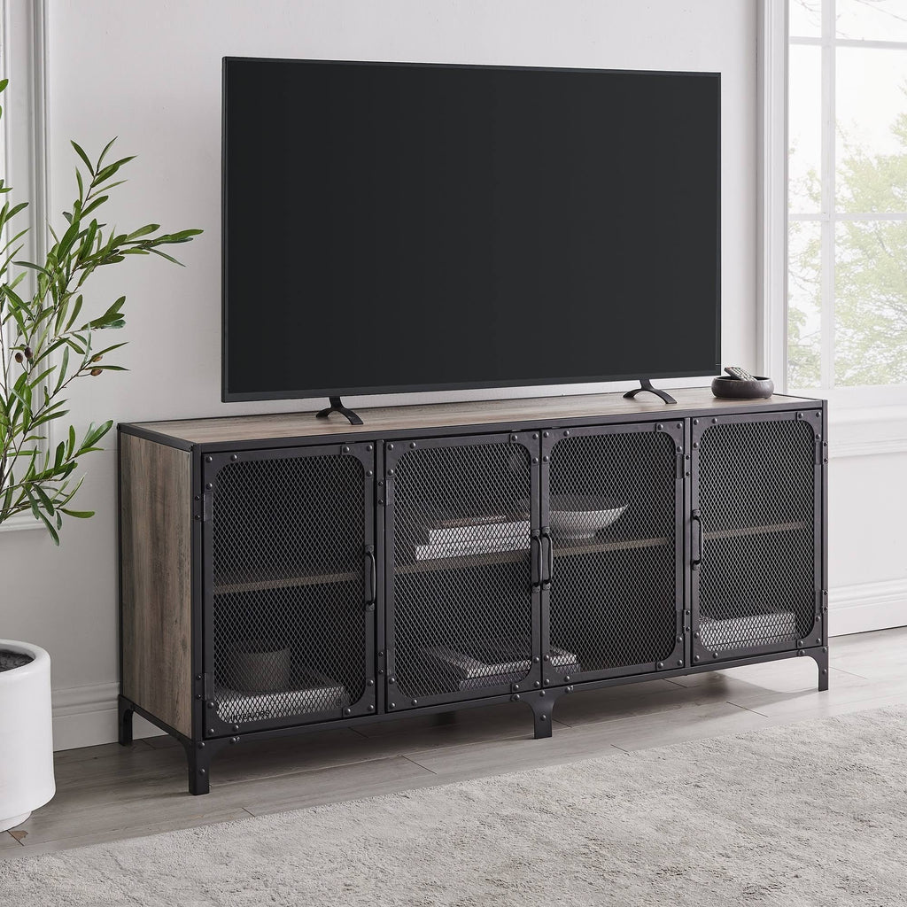 Industrial TV Stand Console Dark Walnut O144813