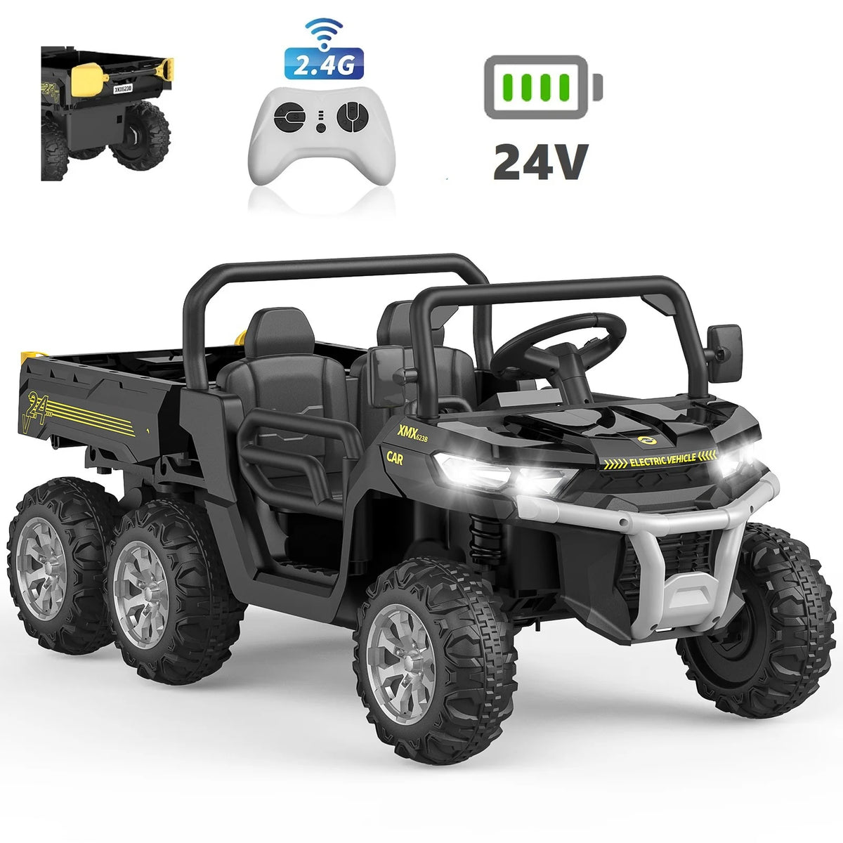 24V 6 Wheels Kids Electric Ride on Dump Truck with Trailer F3170