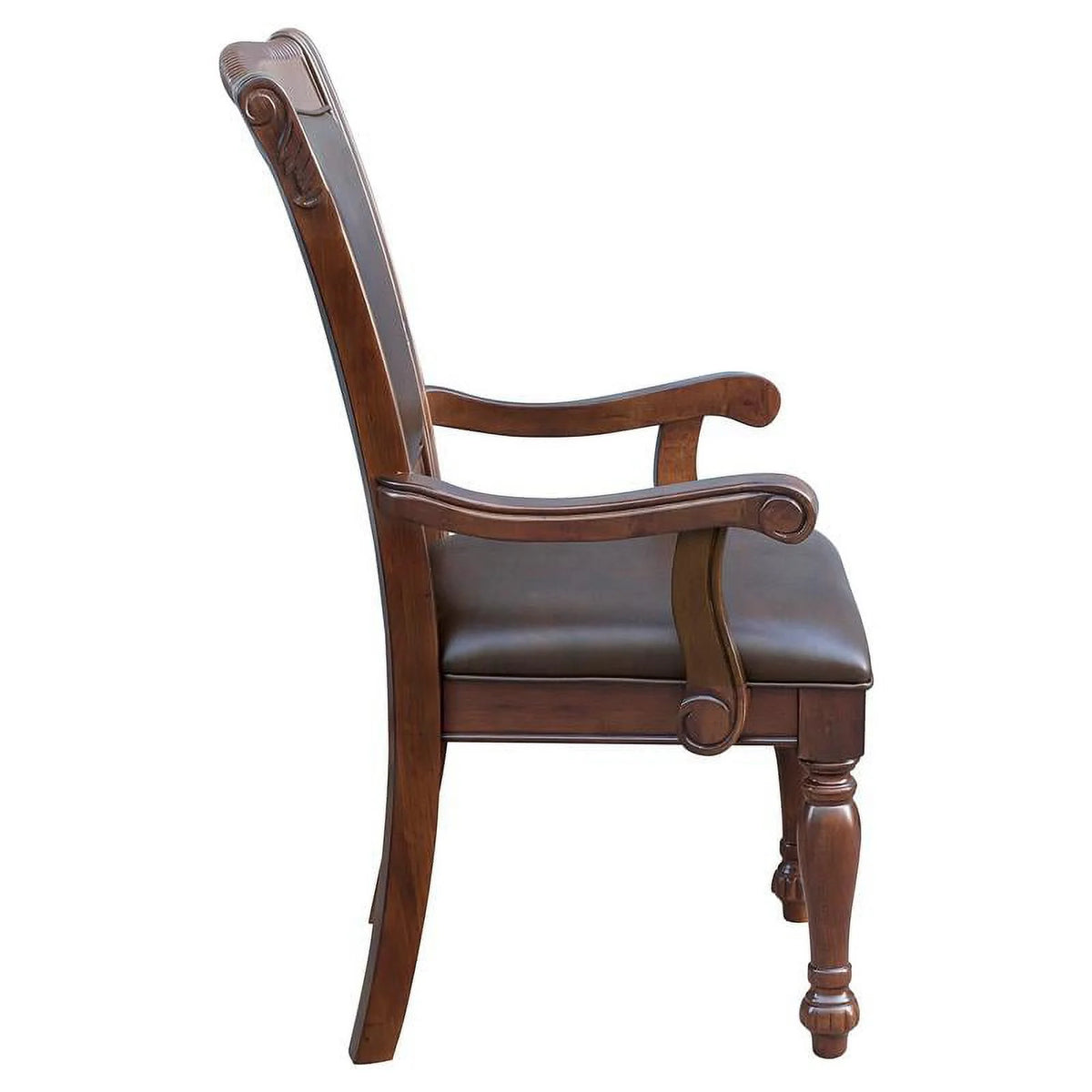 Brown Cherry Wood Dining Arm Chair Set of 2 F1075