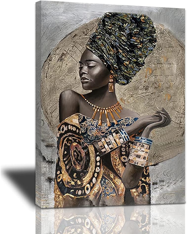 African American Woman Portrait Canvas Artwork 20x24inch Q7575