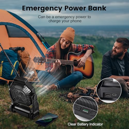20000mAh Rechargeable Camping Fan with LED Lantern P4705