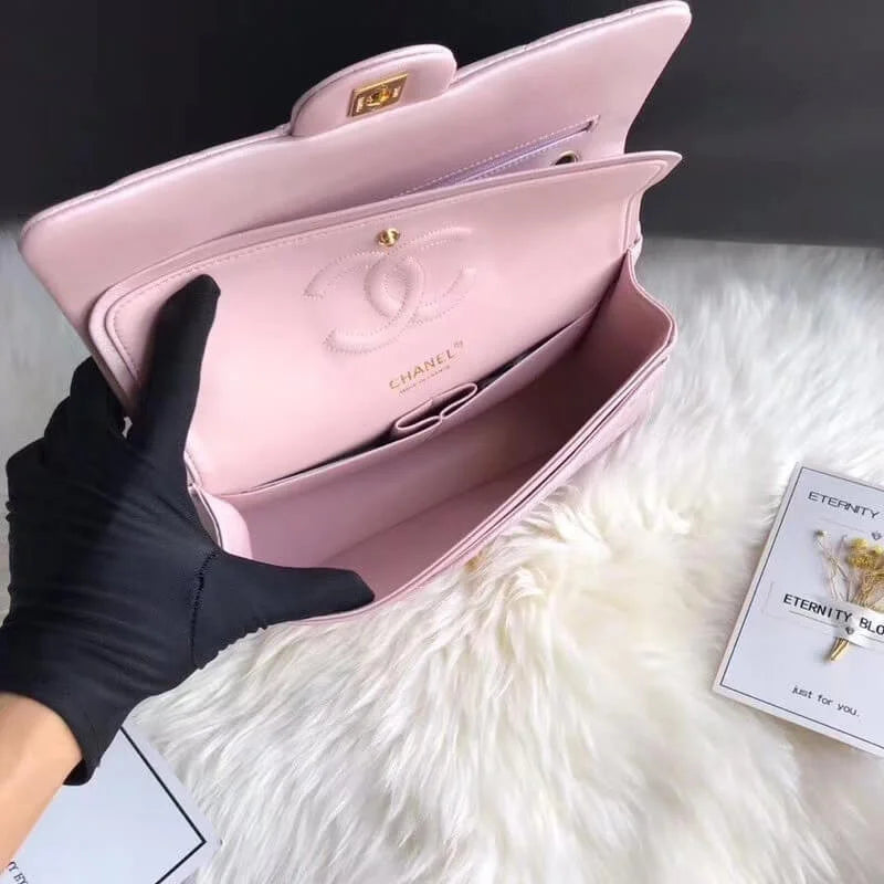 Pink Gold Medium Lambskin Leather Flap Bag A453
