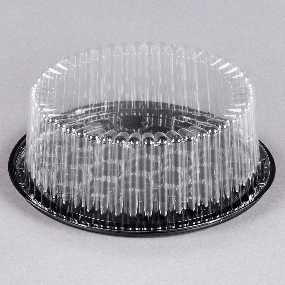 Black 8 inch Cake Display Container with Clear Dome Lid T480