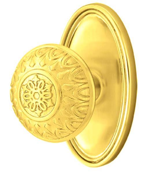 Polished Brass Solid Brass Privacy Door Knob Set with Oval Rosette Z2532