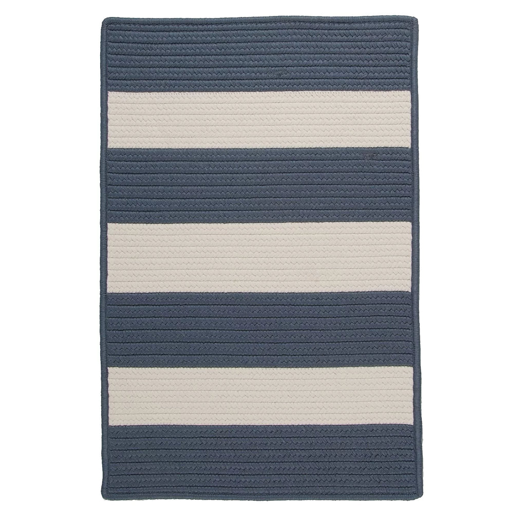 3' x 5' Steel Blue Striped Reversible Rectangular Outdoor B397487