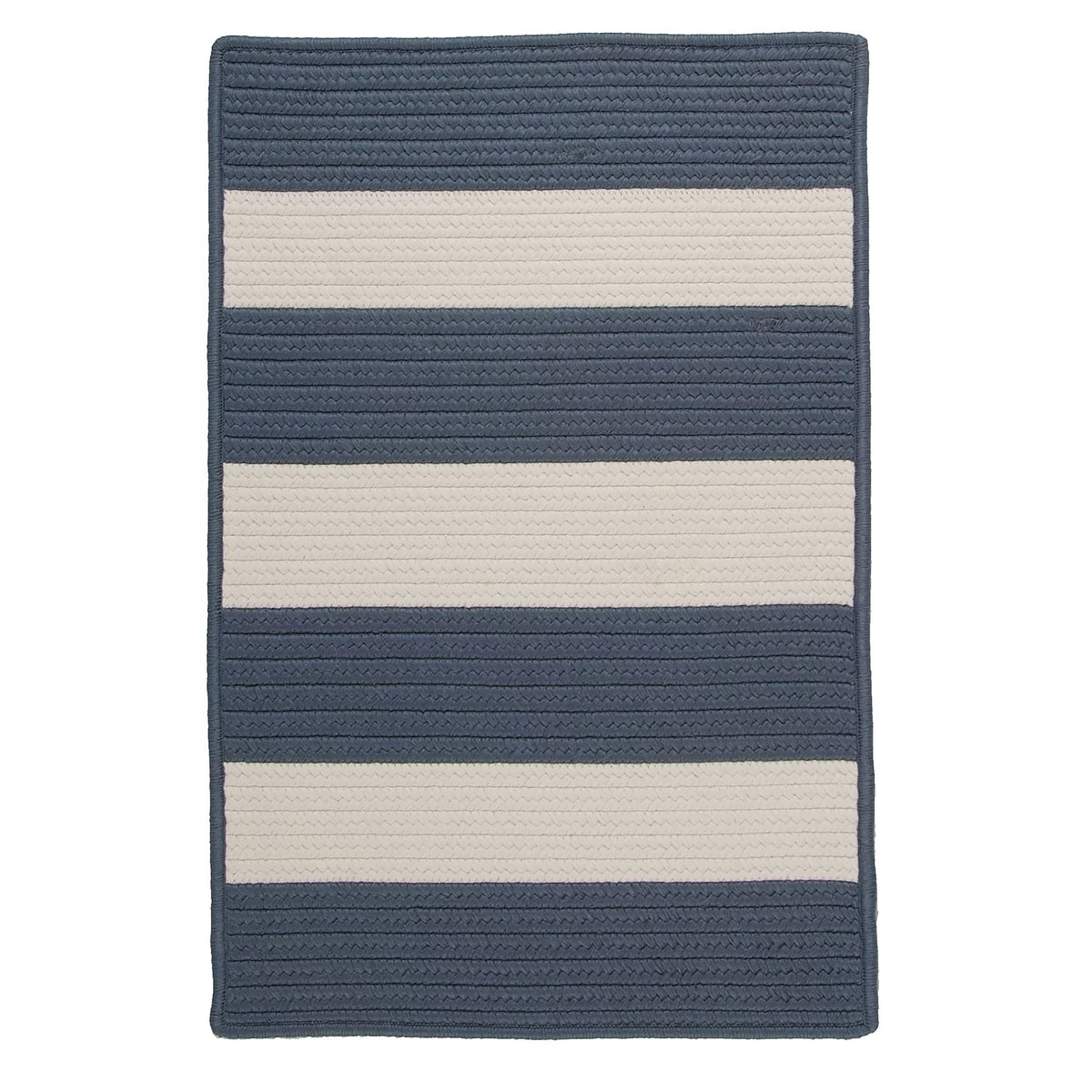 3' x 5' Steel Blue Striped Reversible Rectangular Outdoor B397487