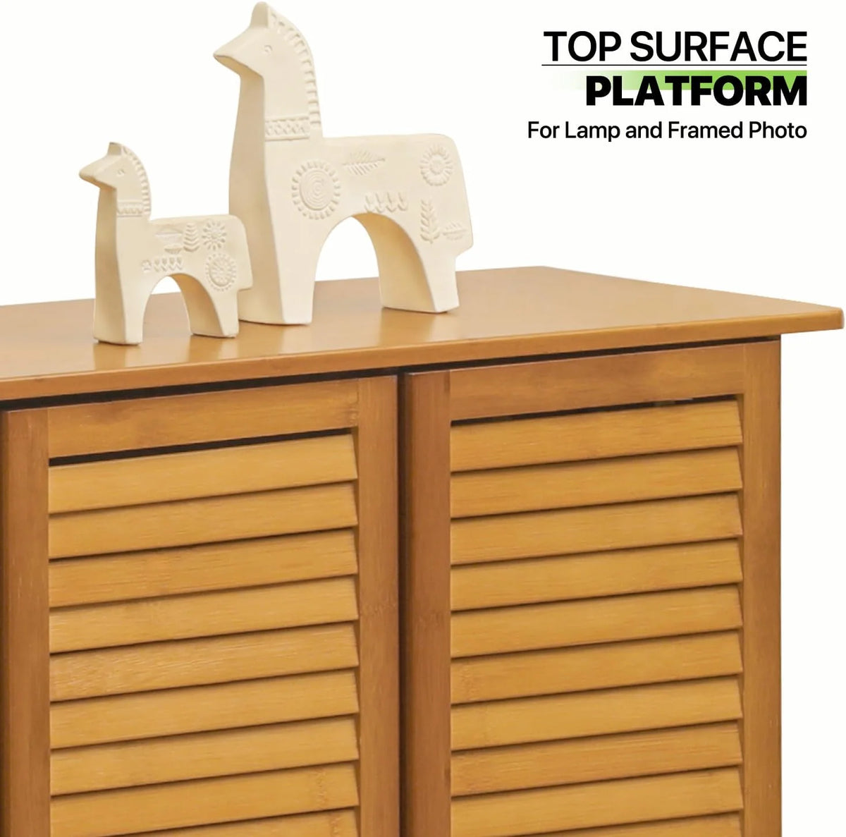 Tall Bamboo Shoe Storage Cabinet with Double Shutter Doors B7818